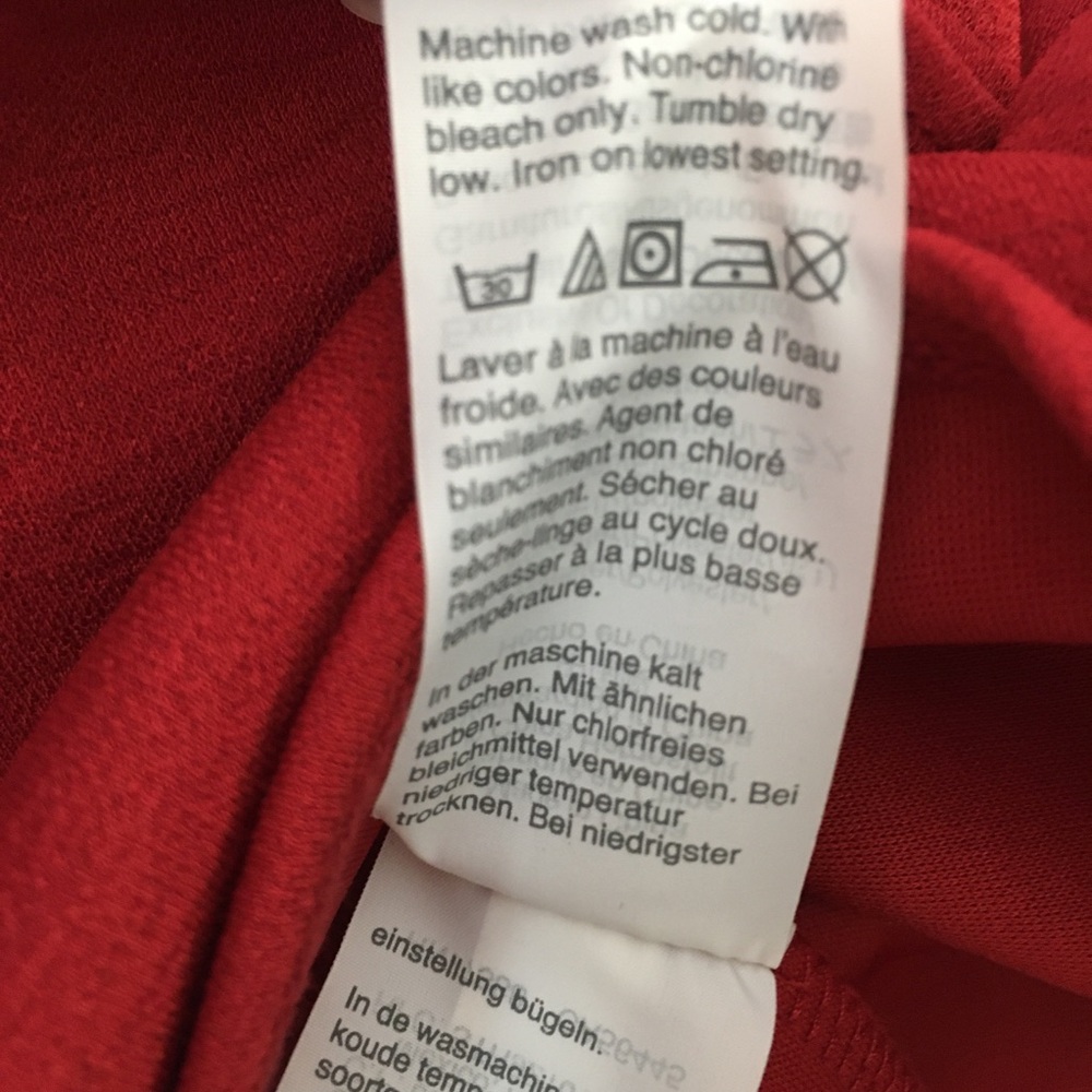 Madewell Texture & Thread Faux Wrap Blouse Medium Red V-neck Stretch - Picture 8 of 9